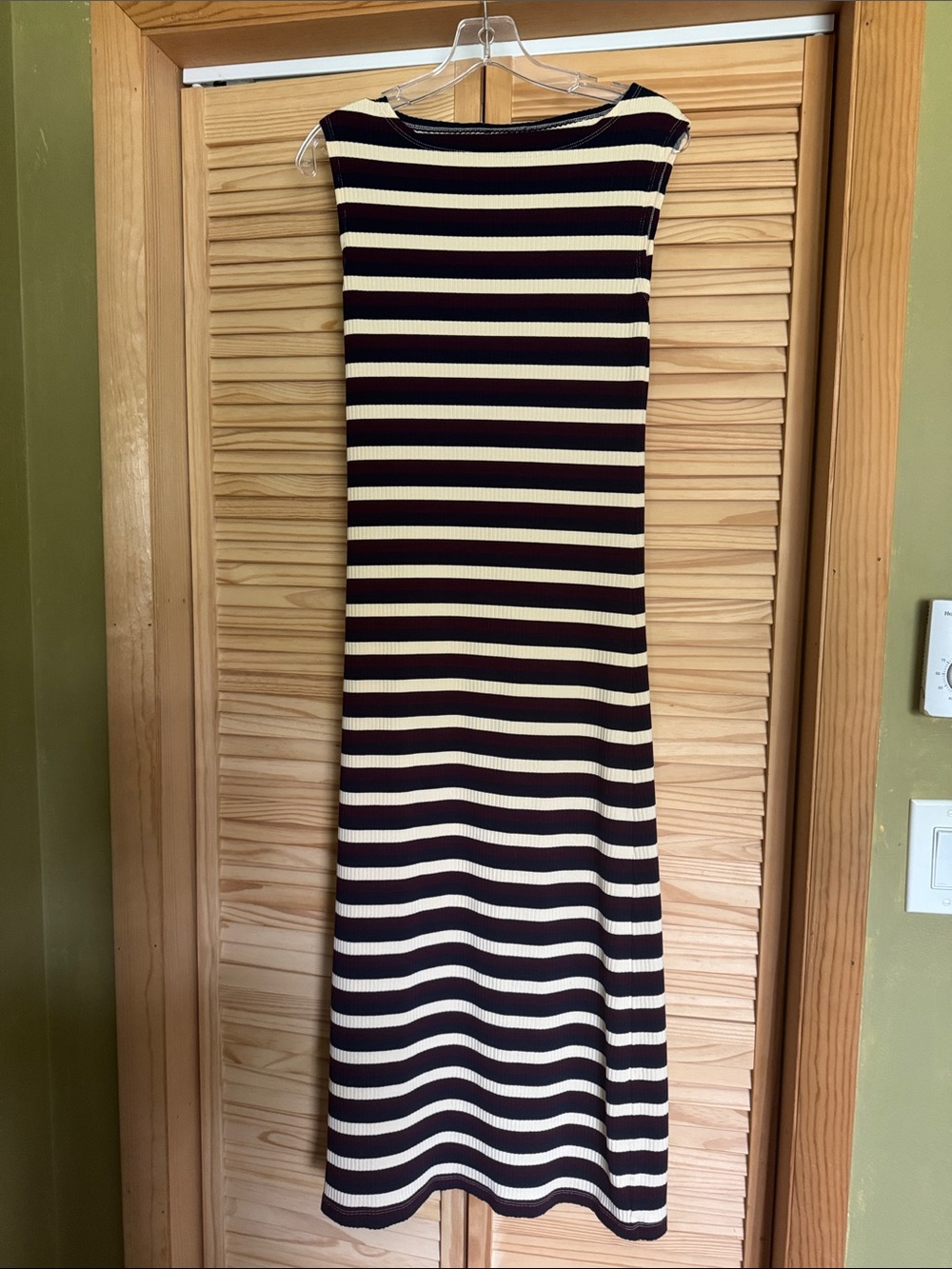 J. Crew Black and Cream Striped Maxi Dress